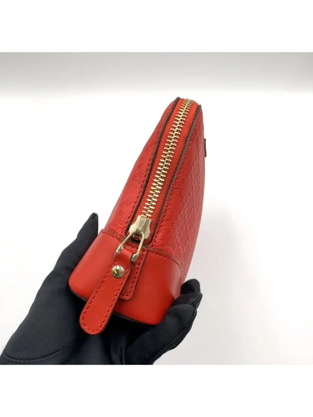 Gucci Diamante Leather Red Pouch Gold